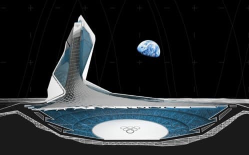Estadio Olímpico en la Luna. Arquitectura virtual en estado puro.