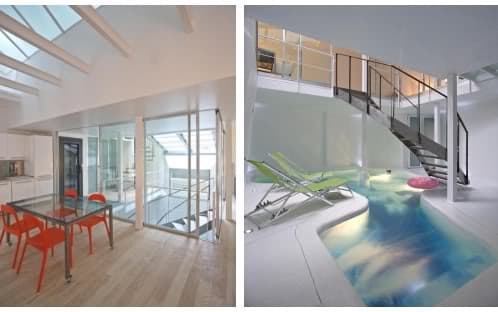 interior casa con piscina en el patio