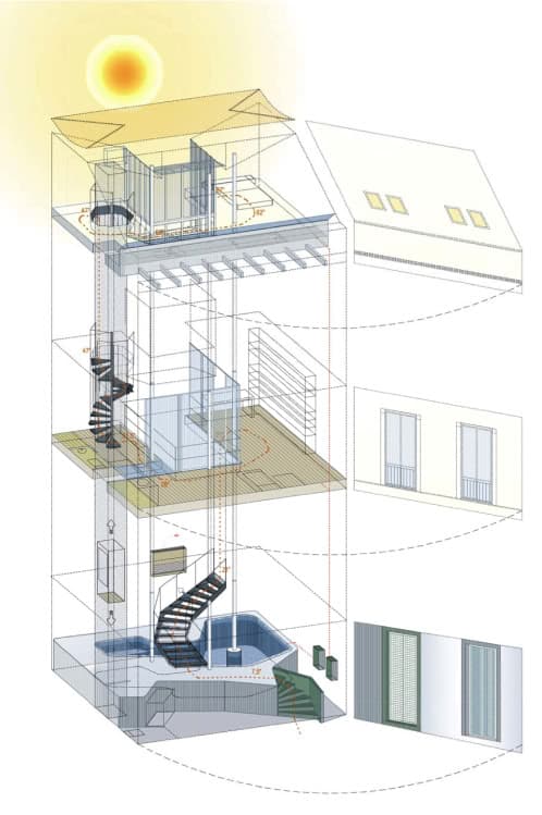 axonometría de la rota house