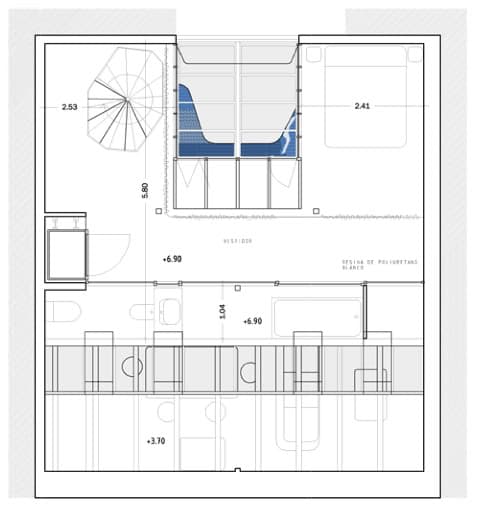 plano dormitorio de la rota house