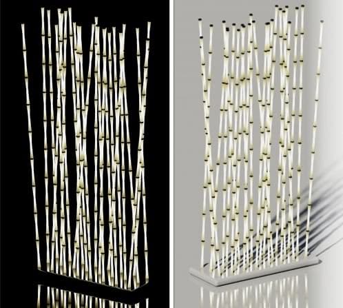 lampara que simula bambú