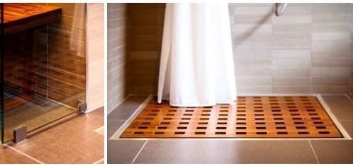 detalle piso de madera para la ducha