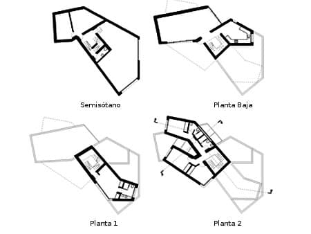planos de los diferentes niveles de la casa