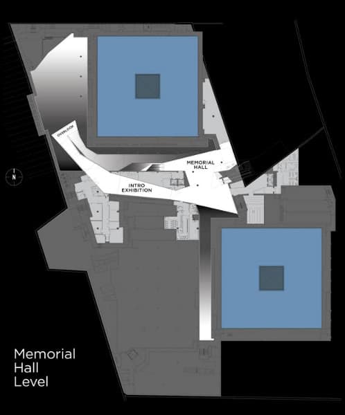 planta general del nivel del hall del memorial museo 11s