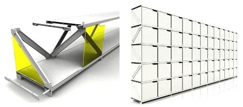 estanteria metalica con paneles de resina