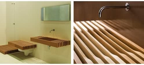 coleccion one para el baño con superficies de madera