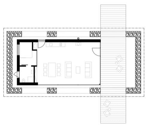 plano casa dentro de muros de piedra