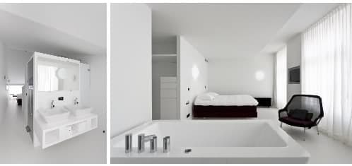 interior minimalista del hotel Zenden en Maastricht