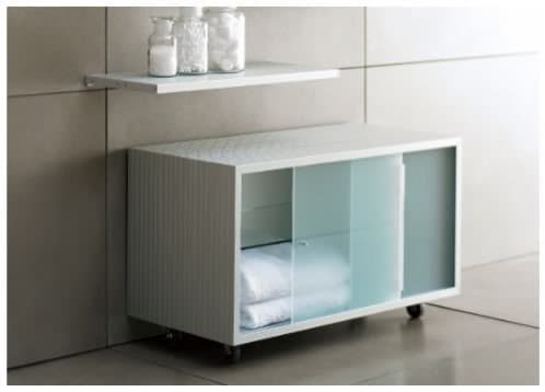 mueble-ruedas-baño para almacenaje, en aluminio con ruedas