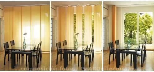 cortinas modernas con paneles deslizantes y plegables