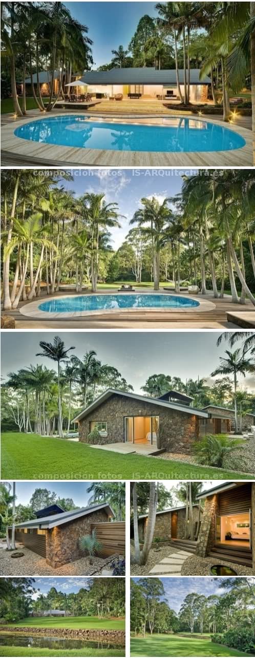 fotos exterior sencilla casa de lujo en jardines tropicales