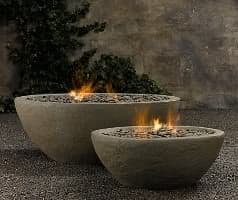 River Rock: CHIMENEA de cuenco de hormigón y piedras | Para EXTERIOR