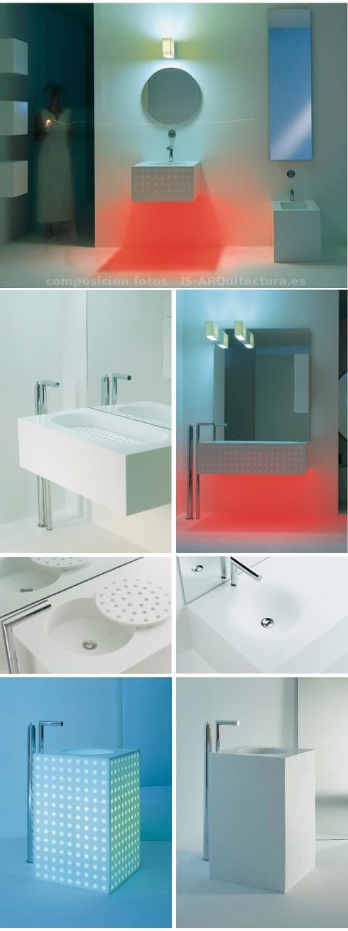 cuarto-baño-minimalista en material Corian y con luz interior