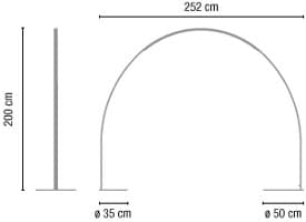 medidas del arco de la lámpara LED Halley
