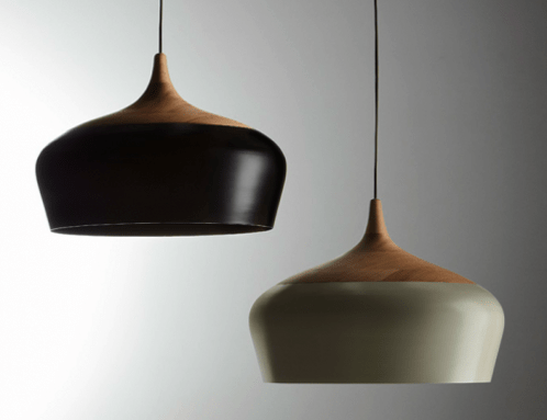 lámpara de madera y aluminio