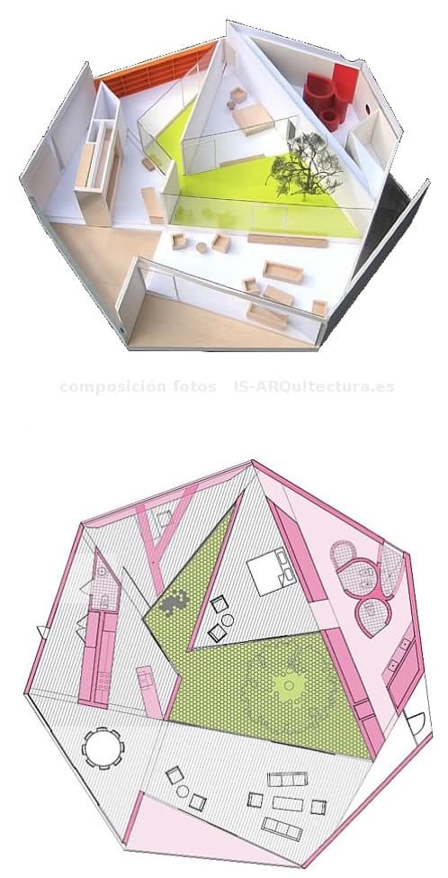 plano-casa-hexagonal / maqueta de la casa Pittman Dowell