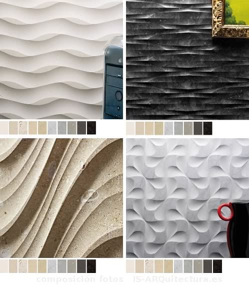 ejemplos paredes con relieve en diferentes tonos de piedra