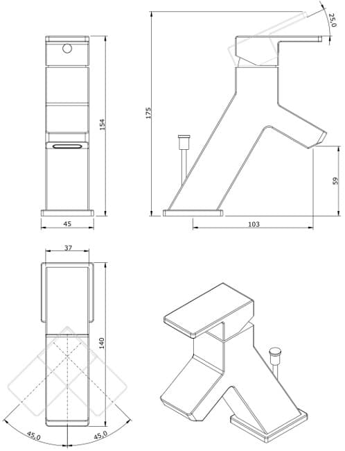 dimensiones grifo monomando step