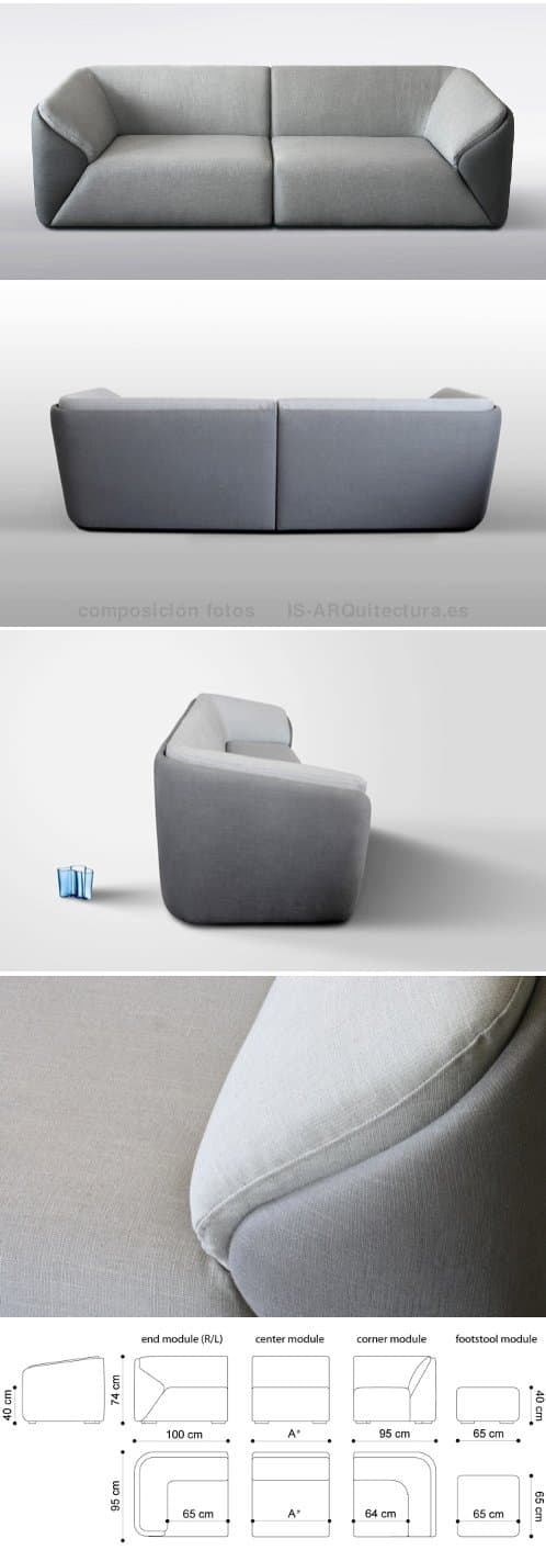 sofa modular de Boneli, desenfundable y lavable