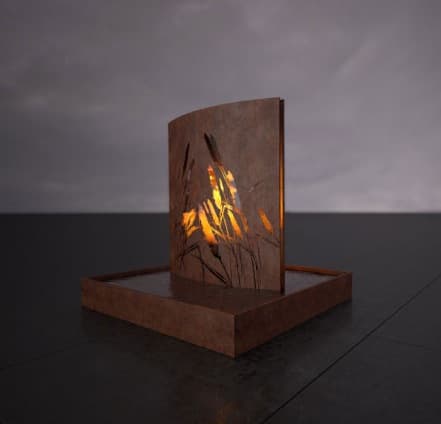Moderna Chimenea de acero corten y lámina de agua, de Elena Colombo