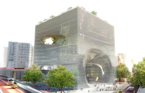 renders cubo TEK de BIG para Taipei