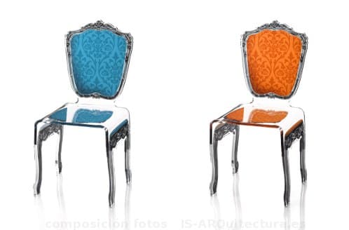 sillas barrocas en acrílico, de la firma francesa Acrila