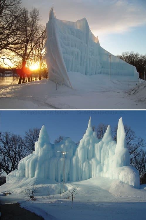 castillo-hielo-en Minnesota aprovechando la calefacción geotermal de la casa