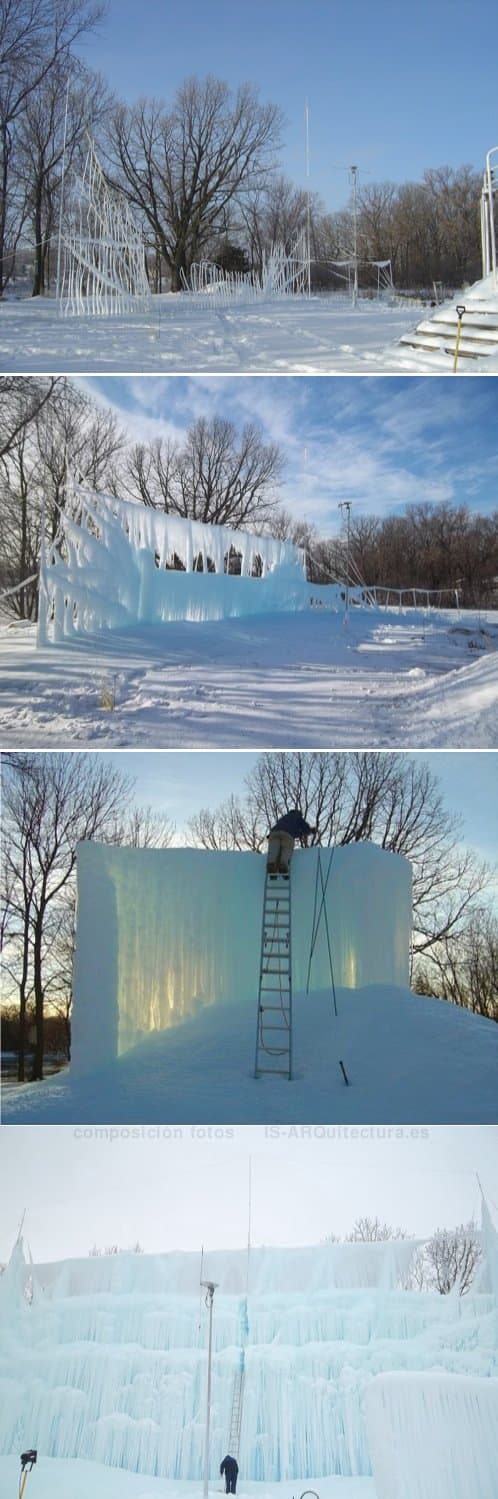 castillo-hielo-en Minnesota aprovechando la calefacción geotermal de la casa