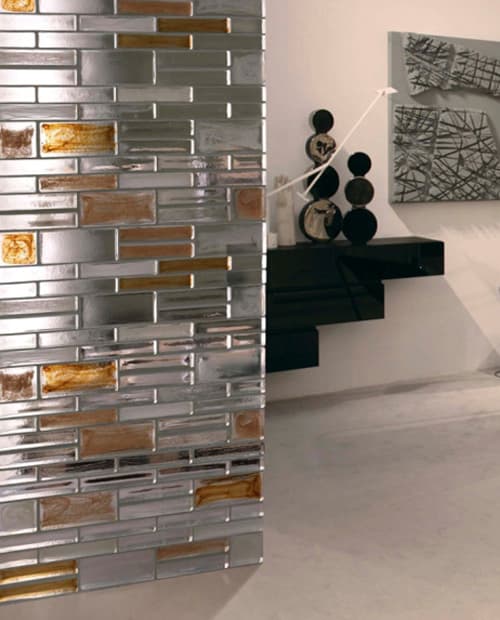 particiones con ladrillos de vidrio decorativo