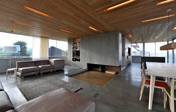 Dune-House-casa-cubiertas-inclinada-vidrio-planta-baja, foto del salón