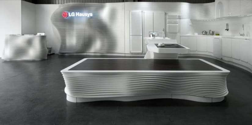 Moderna cocina de LG Hausys fabricada en HI-MACS