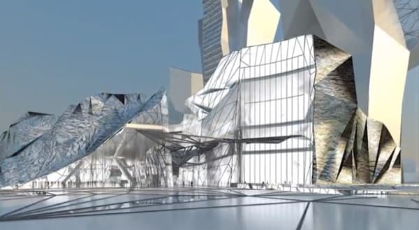 video-Centro-Cultural-Meixihu-edificio comercial como una gran roca