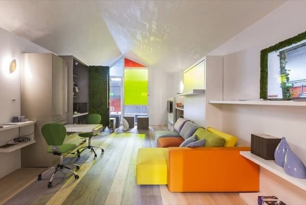 moderno apartamento con muebles abatibles