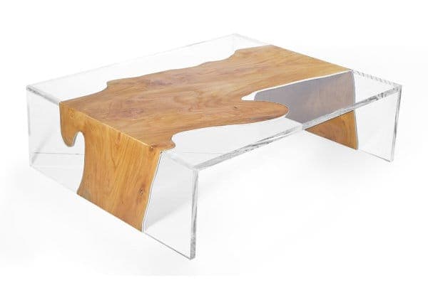 JUX: mesa de café hecha con madera y resina