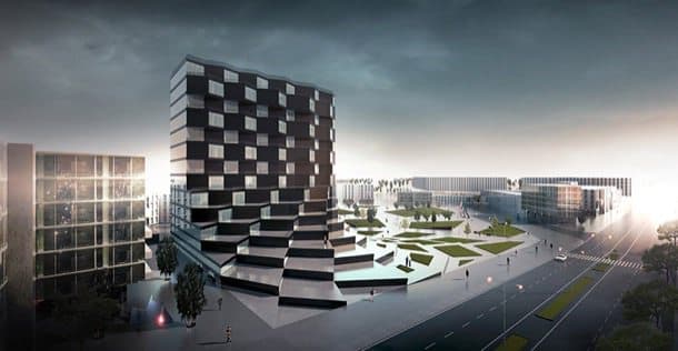 Parametric Steps edificio oficinas render