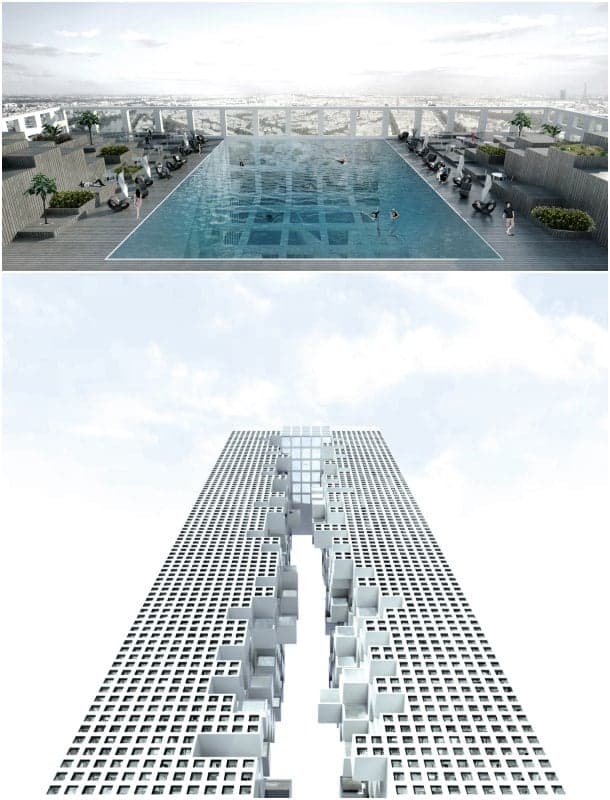 Skyframe rascacielos con piscina azotea