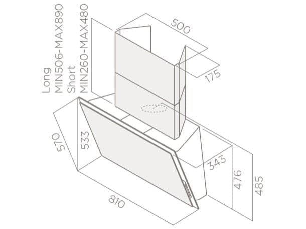 ELLE dimensiones campana extractora Elica