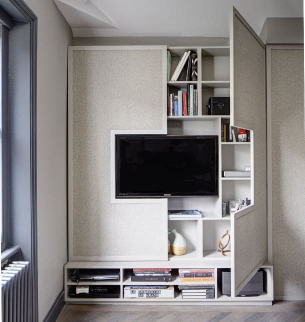 Mueble para TV de diseño personalizado, con gran estantería