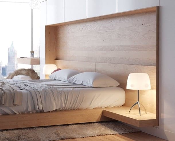 Cabecero de cama minimalista para un apartamento ucraniano