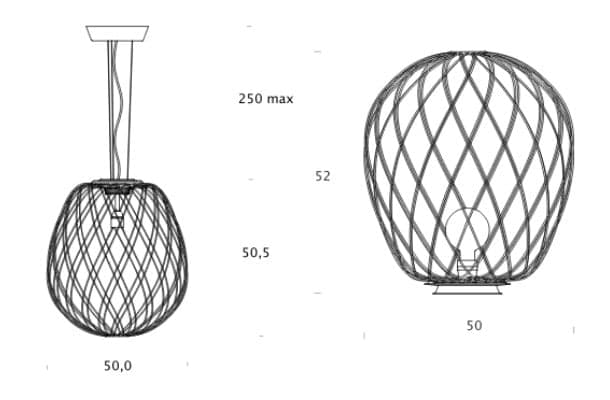 dimensiones lámparas Pinecone