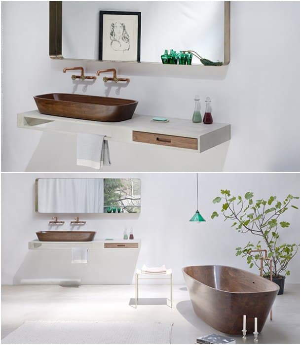 diseños en madera para el baño