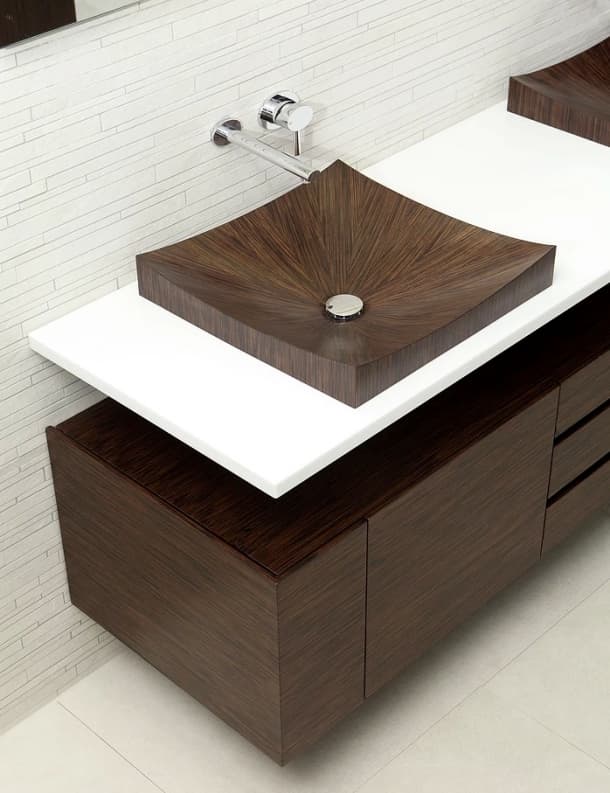 detalle lavabo de chapa de madera Laguna Pure