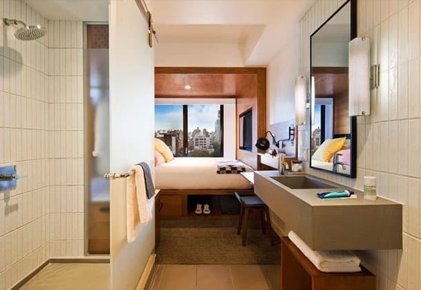 ideas para dormitorio pequeño hotel Arlo Nueva York