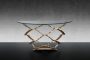 Neolitico: mesa consola de metal y cristal de Murano