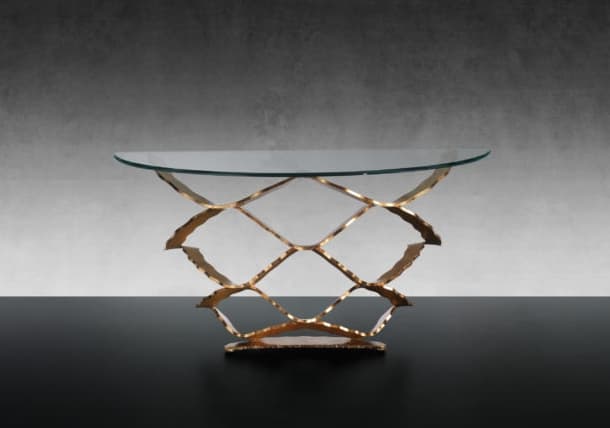 Neolitico mesa consola de hierro forjado y cristal de Murano