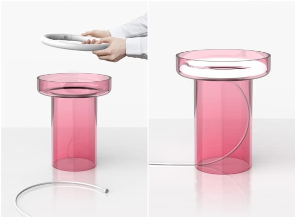 lámpara de vidrio rosado HALO Quentin de Coster