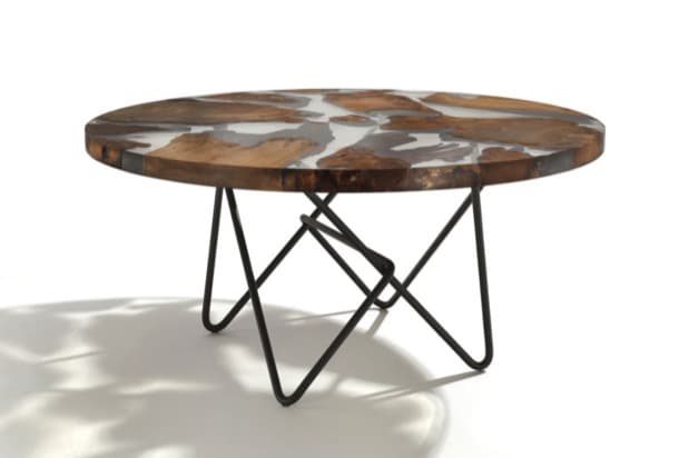 mesa de madera y resina transparente Earth