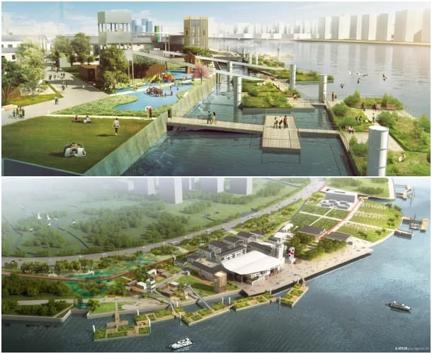 renders aéreos remodelación a orillas del rio Huangpu Shanghai Agence Ter