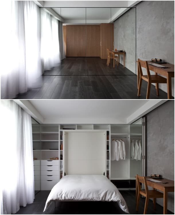 cama abatible micro apartamento - Spheron Architects