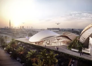 render aéreo vertipuerto de Dubai